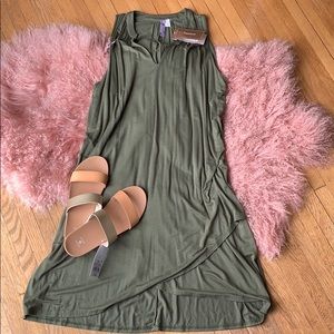 NWT❗️ V Neck Faux Wrap Dress Army Green